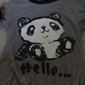 Black and white striped panda shirt